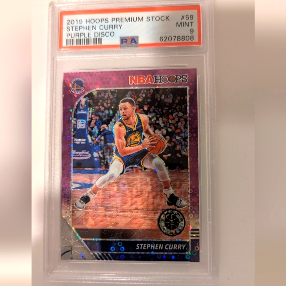 2019 Hoops Premium Stock Stephen Curry Purple Disco PSA 9 Gem Mint Fresh Case
